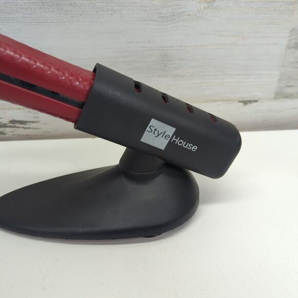 Style‎ house 1656736 Black/Red Professional Hair Styling Flat Iron 1.25" W/Base - Picture 2 of 9